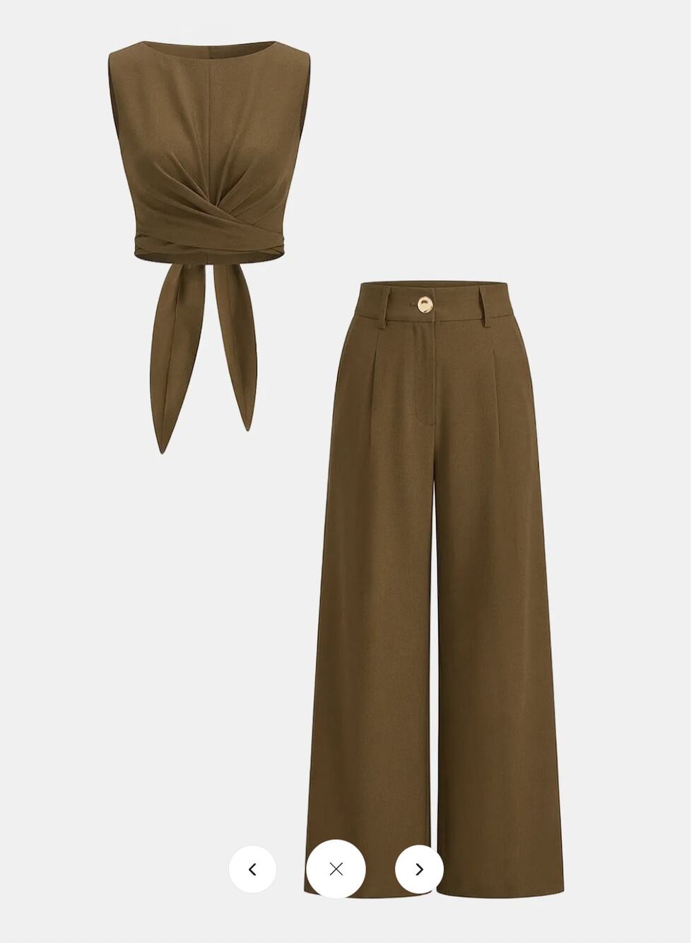 Copied - NWT Commense Cross-Tie Crop Top & Wide-Leg Pants Set Sz M